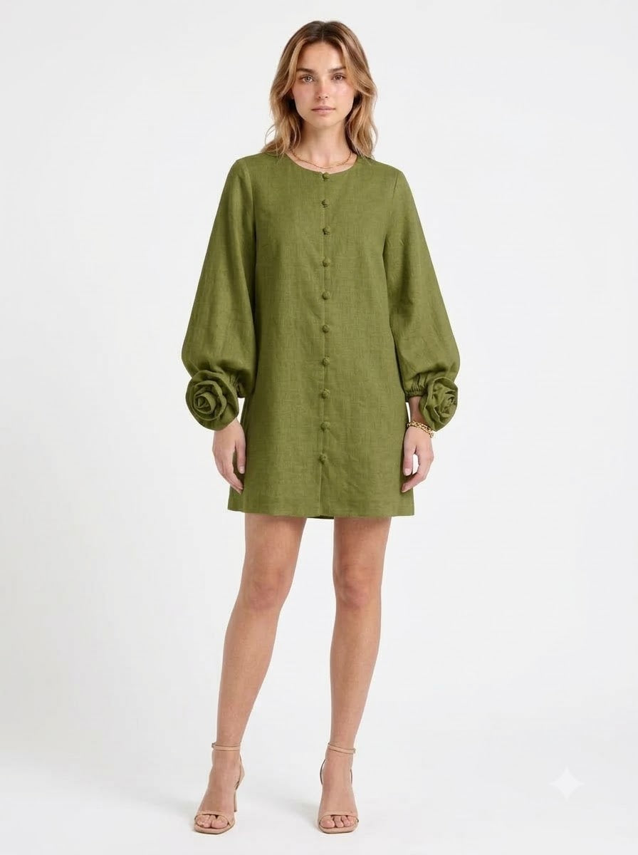 Laraa Rosé Linen Mini Dress