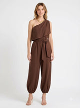 Laraa Selene One-Shoulder Draped Jumpsuit
