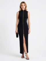 Laraa Noir Zip Slit Maxi Dress