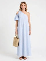 Laraa Riviera Striped One-Shoulder Maxi Dress