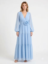 Laraa Aurora Rosette Chiffon Maxi Dress
