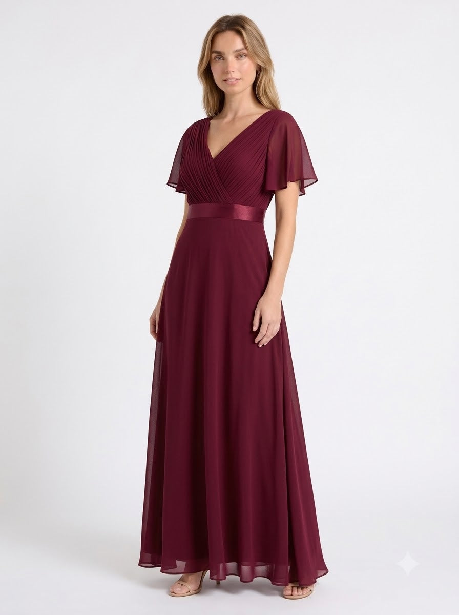 Laraa Seraphina Flutter Sleeve Chiffon Maxi Dress